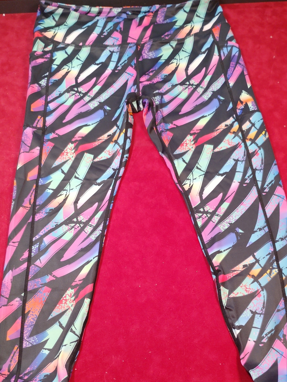 Constantly Varied Gear XL Black Leggings with Rainbow Streaks